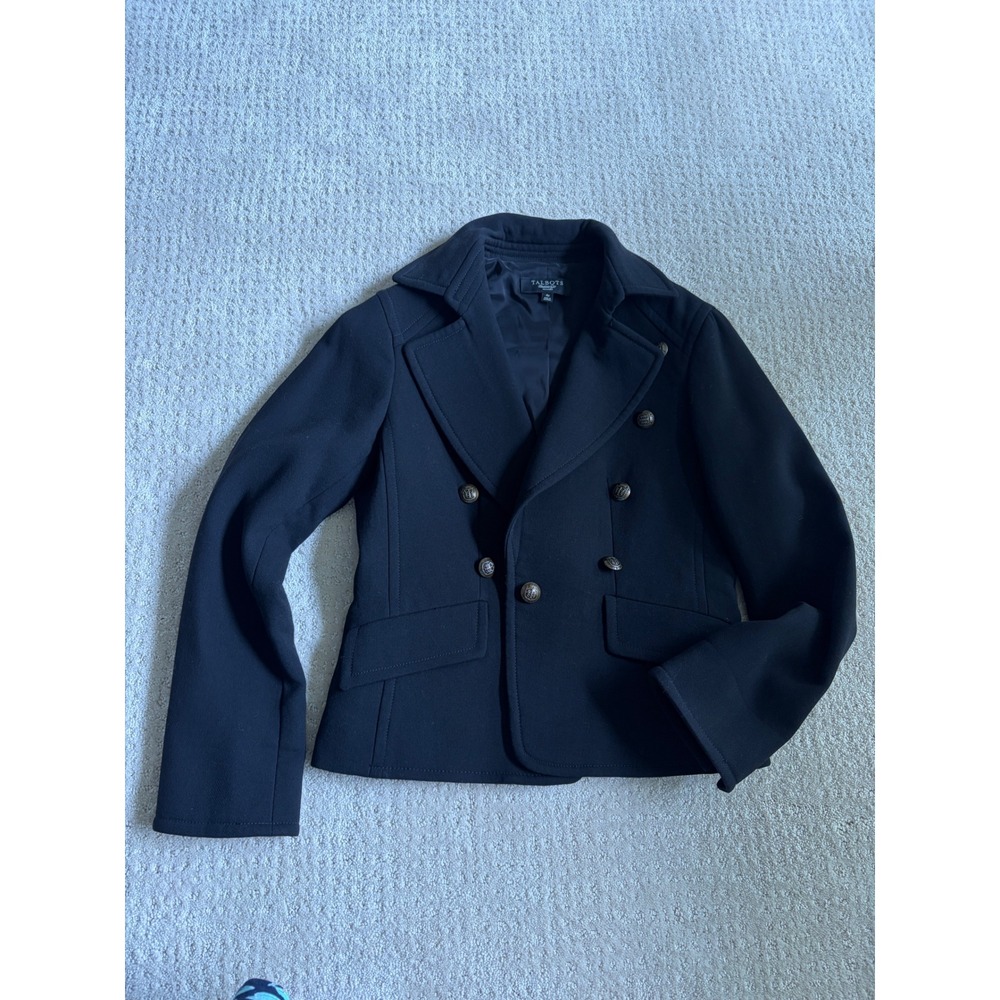 Talbots Wool Blazer 4P Gold Buttons Academia Preppy Heritage Equestrian Military